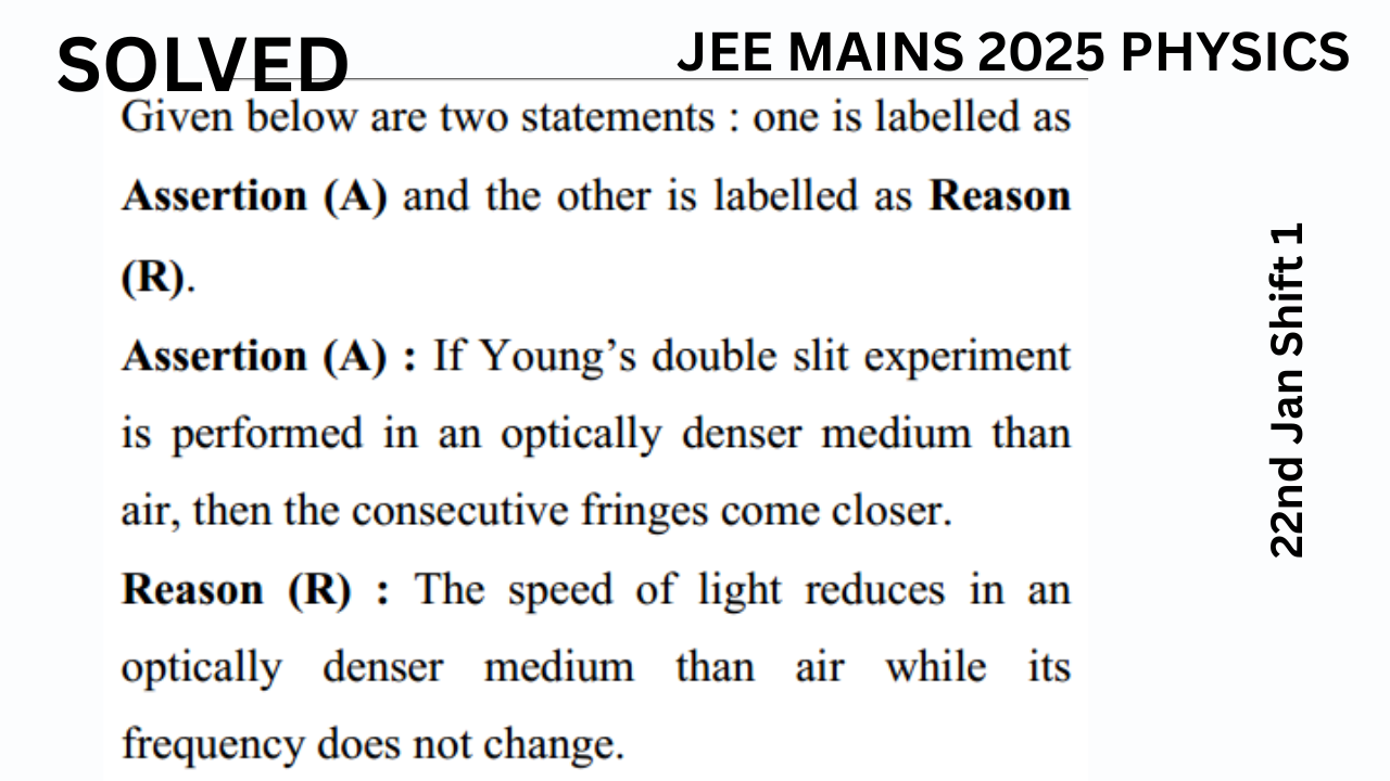 JEE Main 2025 Physics Question 22 Jan Shift 1