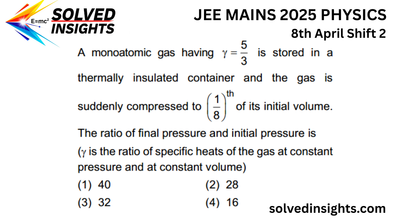 JEE Mains 2025 Physics Adiabatic Compression Question
